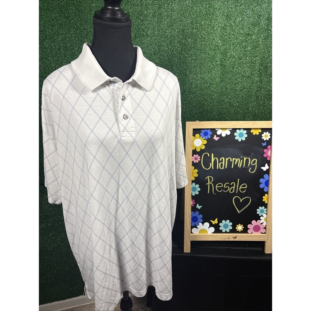 The Foundry Men's Short Sleeve Polo Shirt White Size 2XL Cotton Blend Collared